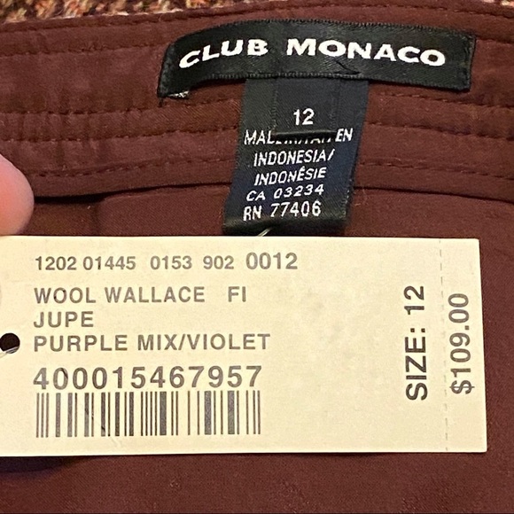 Club Monaco Wool Wallace Skirt NWT Size 12 - Picture 12 of 14